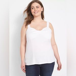 White Tank Twist Sweetheart Neck